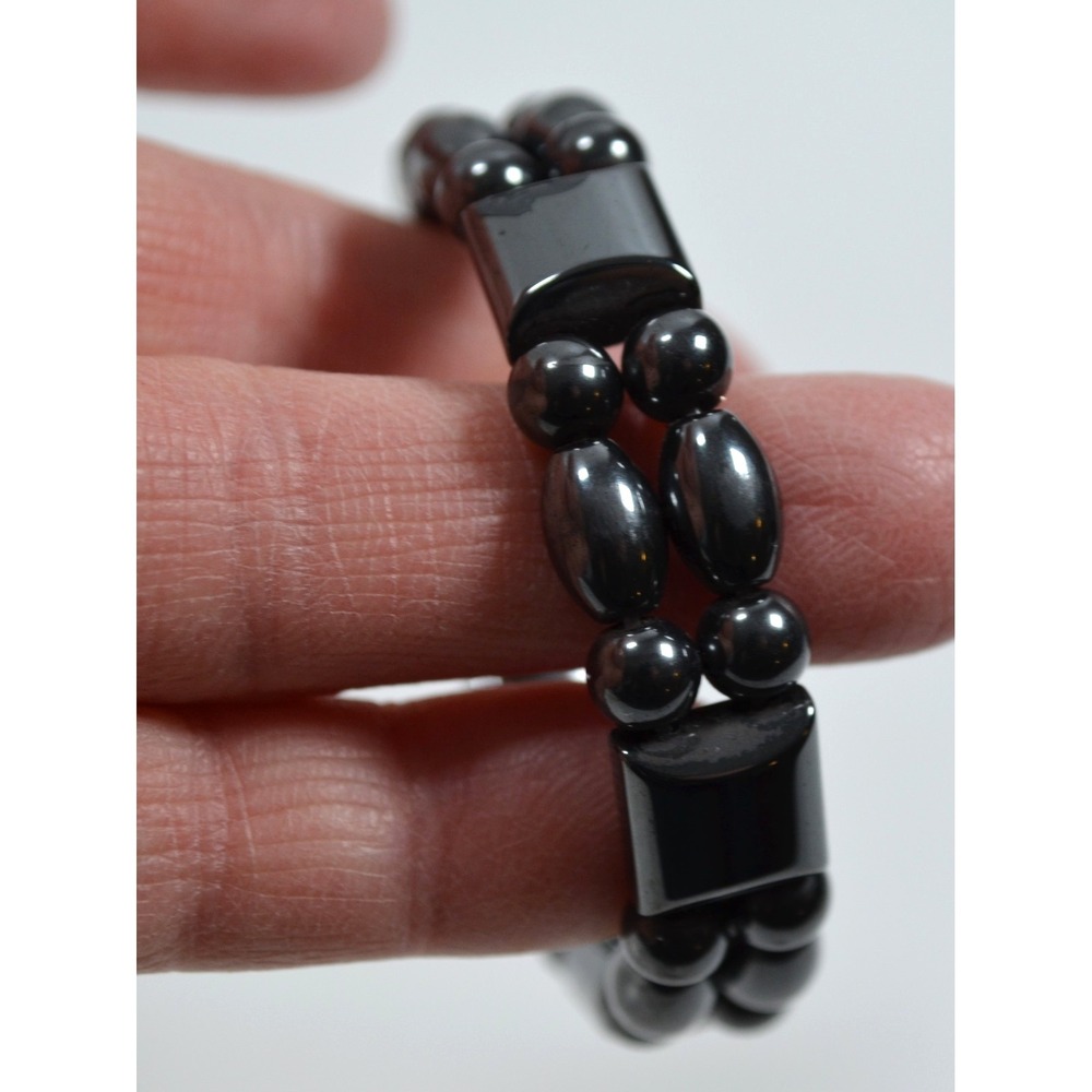 Magnetic Gunmetal Black Silver Tone Bracelet 6.5" - Picture 4 of 8